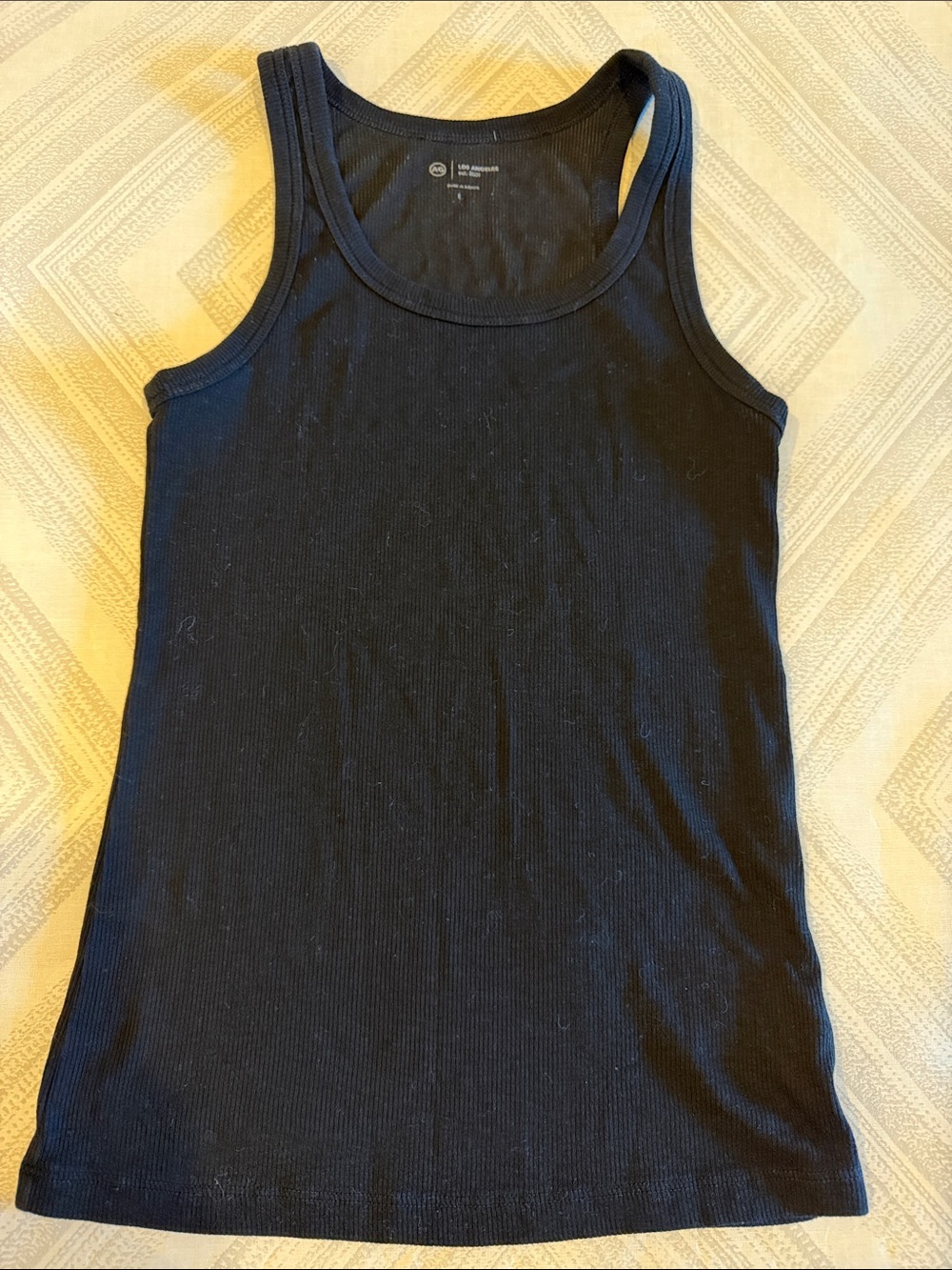 AG Adriano Goldschmied Black Ribbed Scoop Neck Tank Top Women’s Small Fitted
